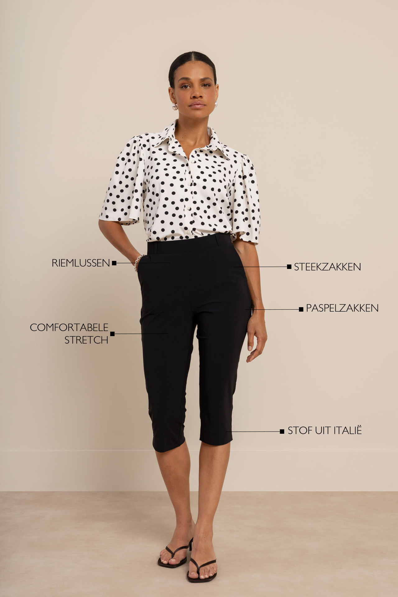 Studio Anneloes Hannelore Capri Trousers, zwarte capri-broek